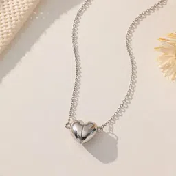 V FASHION JEWELLERY 9283 Silver-Plated Stainless Steel Magnetic Heart Chain-image-71