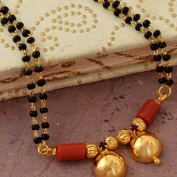 MEMOIR 24 KT Gold-Plated Beaded Mangalsutra-picture-16