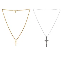 MEMOIR Set Of 2 Gold & Silver PlatedJesus Pendant With Chain-26