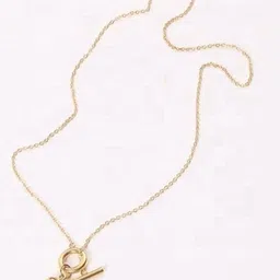 PALMONAS Gold-Plated Ridge Heart T-Bar Necklace-image-85
