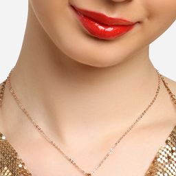Zaveri Pearls Rose Gold-Plated Cubic Zirconia Studded Heart Shaped Pendant With Chain-image-92