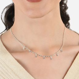 ToniQ Silver Plated Cubic Zirconia Studded Necklace-16