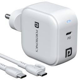 portronics Adapto 45C 45W GaN Type-C Charger with PD & PPS Technology for Super-Fast Charging of Laptops, Smartphones, and Tablets image 1