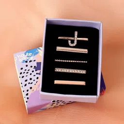 HAUTE SAUCE by  Campus Sutra Women Set of 5 Rose Gold-Plated Stone Studded Watch Charms-6