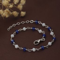 Carlton London Women Silver-Toned & Blue Brass Rhodium-Plated Charm Bracelet-1
