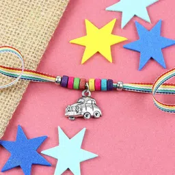 Asthetika Boys Car Hanging Charm Thread Rakhi with Roli Chawal-54