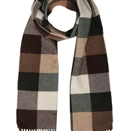 GANT Men Brown & Beige Checked Wool Scarf-50