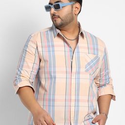 Instafab Plus Plus Size Classic Tartan Checked Casual Shirt-image-80