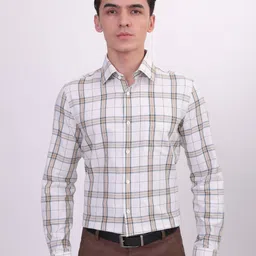 LOUIS STITCH Men Comfort Tartan Checked Cotton Formal Shirt-image-10