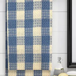 Athom Trendz Pack of 6 Blue & Beige Checked 210GSM Eco Saviour Premium Cotton Bath Towel-2