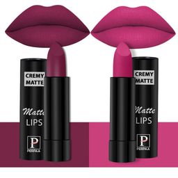 PERPAA 2 Creamy Long Lasting Bullet Matte Lipstick - 3.5gmEach -Cherry Red52-Pink berry71-24