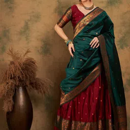 Sangria Woven-Designed Semi-Stitched Lehenga & Unstitched Blouse With Dupatta-picture-13