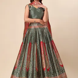 PURVAJA Woven Design Ready to Wear Lehenga & Unstitched Blouse With Dupatta-47