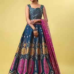 PURVAJA Woven Design Ready to Wear Lehenga & Unstitched Blouse With Dupatta-picture-21