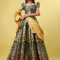 PURVAJA Woven Design Ready to Wear Lehenga & Unstitched Blouse With Dupatta-picture-57