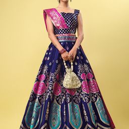 PURVAJA Woven Design Ready to Wear Lehenga & Unstitched Blouse With Dupatta-image-54