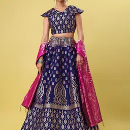 PURVAJA Woven Design Ready to Wear Lehenga & Unstitched Blouse With Dupatta-image-23