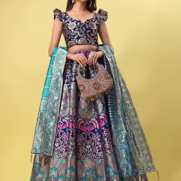 PURVAJA Woven Design Ready to Wear Lehenga & Unstitched Blouse With Dupatta-picture-19