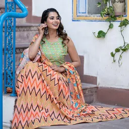 ASPORA Printed Semi-Stitched Lehenga & Unstitched Blouse With Dupatta-6