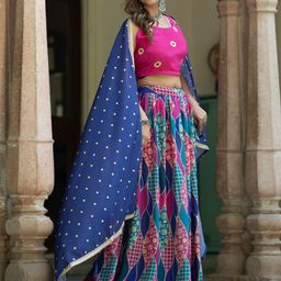 ASPORA Printed Semi-Stitched Lehenga & Unstitched Blouse With Dupatta image 5