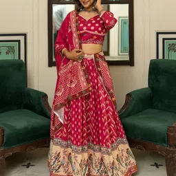 ASPORA Printed Semi-Stitched Lehenga & Unstitched Blouse With Dupatta image 5