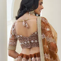 FABPIXEL Embroidered Sequinned Semi-Stitched Lehenga & Unstitched Blouse With Dupatta image 2