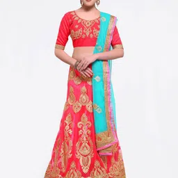 HERE&NOW Embroidered Semi-Stitched Lehenga & Unstitched Blouse With Dupatta-34