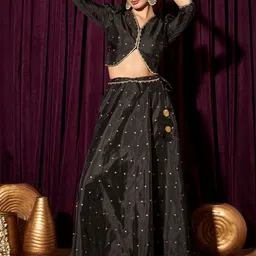 indo street Woven Design Gotta Patti Ready To Wear Lehenga & Choli-picture-22