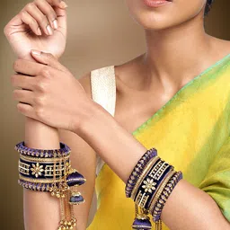Peora Gold Plated Set Of 2 Matching Bangle Set Bridal Wedding Chuda-56