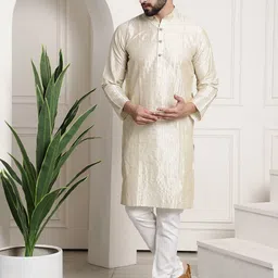SOJANYA Striped Band Collar StraightKurta With Churidar-45