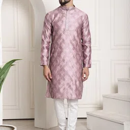 SOJANYA Ethnic Motifs Woven Design Regular Thread Work Kurta with Churidar-picture-11