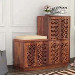 woodenmood Casventa Shoe Rack Of 25 Pairs In Honey Oak Color-picture-39