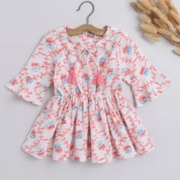 The Magic Wand Girls Floral Printed Bell Sleevse Cotton Peplum Top-picture-41