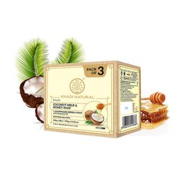 Khadi Natural Set of 3 Coconut Milk & Honey Herbal Soap with Essential Oils - 125g each-0