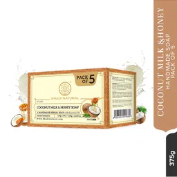 Khadi Natural Set of 5 Coconut Milk & Honey Herbal Soap with Essential Oils - 125g each image 2