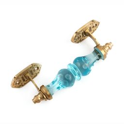 Indianshelf Transparent & Turquoise-Blue Glass Door Handle-21
