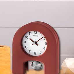 SEIKO Pink & White Abstract Shaped Traditional Wooden Analogue Pendulum Table Clock-image-53
