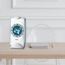 SEIKO Blue & Silver-Toned Contemporary Analogue Table Clock-image-28