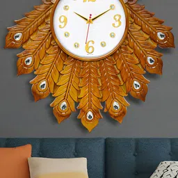 Attractionz Beige & White Textured Analogue Bird Shaped Wall Clock-18