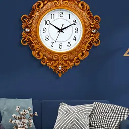 Attractionz Beige & White Textured Contemporary Round Shaped Wall Clock-33