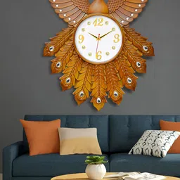 Attractionz Beige Contemporary Round Shaped Analogue Wall Clock-image-98
