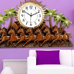 Attractionz Brown & White Round Analogue Contemporary Wall Clock-image-44