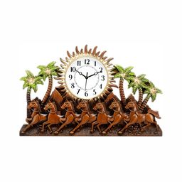 Attractionz Horsehead Beige Textured Round Contemporary Wall Clock-image-46