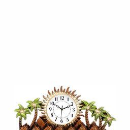 Attractionz Beige & White Textured Contemporary Round Shaped Pendulum Wall Clock-18
