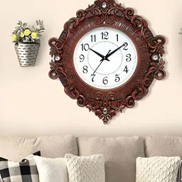 Attractionz Brown & White Textured Round Shaped Contemporary Wall Clock-image-97