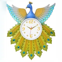Attractionz Yellow & Blue Round Textured Analogue Contemporary Wall Clock-picture-6