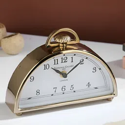 Decor de Maison Gold-Toned Metal Printed Abstract Contemporary Table Clock-image-49