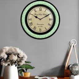 Aapno Rajasthan Sea Green Printed Traditional Wall Clock-image-93