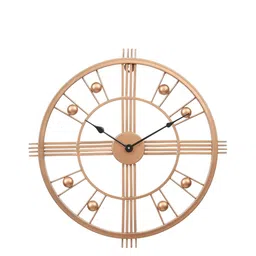 CHRONIKLE Copper-Toned Metal Round Contemporary Textured Wall Clock-image-50