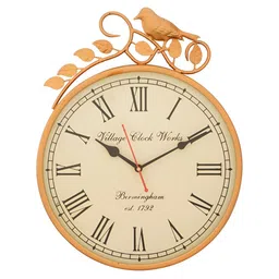 CHRONIKLE Copper Toned & Cream Round Metal Traditional Wall Clock-image-18